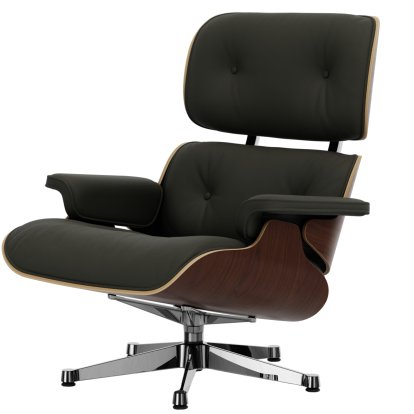 Lounge Chair, Dark walnut, Leather Premium F umbra grey, 89 cm, Aluminium polished