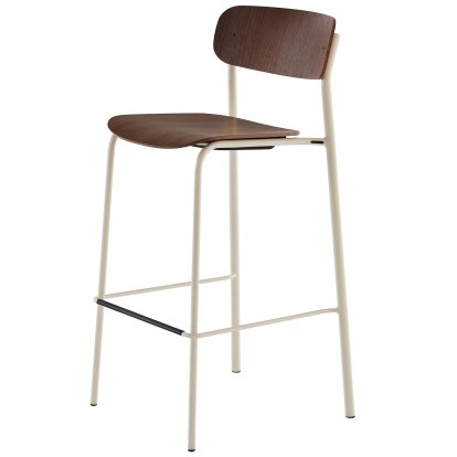 S 243 H Bar Stool, Pearl white (RAL 1013), Walnut clear lacquered
