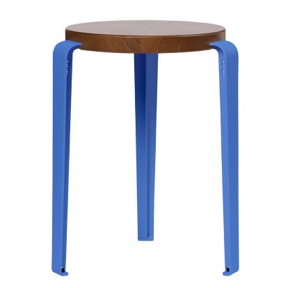 Lou Stool, Solid Wood, Tinted oak, Azure Blue