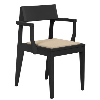 Schulz Armchair, Seat cushion beige (Autumn 0221), Black ash