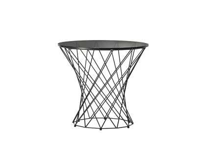 Oota, H 47 x ø 52 cm, Black glass, Matt black powder-coated