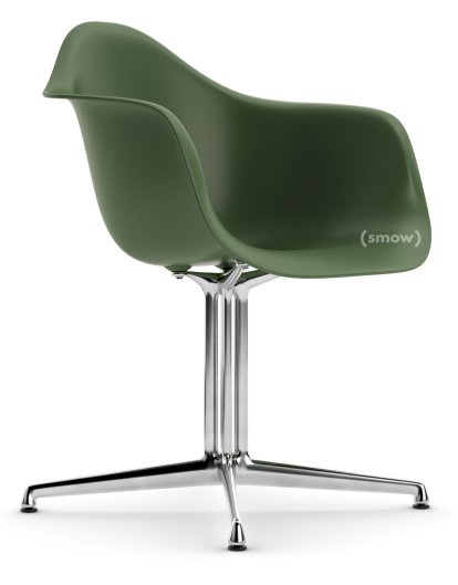 Eames Plastic Armchair DAL, Forest, Without upholstery, Without upholstery, Aluminium polished, New seat height (43,0 cm)