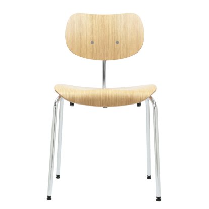SE 68, Stackable, Without upholstery, Chrome-plated, Without armrests, Oak, natural