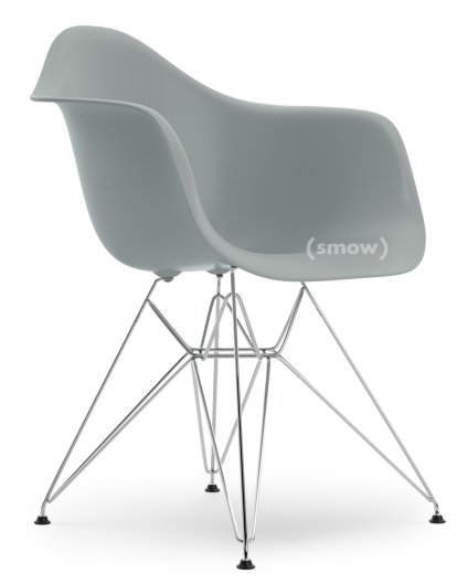 Eames Plastic Armchair RE DAR, Light grey, Without upholstery, Without upholstery, Standard version - 43 cm, Chrome-plated