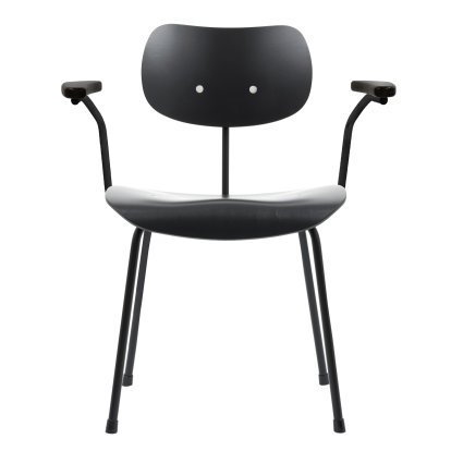 SE 68, Non-stackable, Without upholstery, Matt black powder-coated, With armrests, Black stained