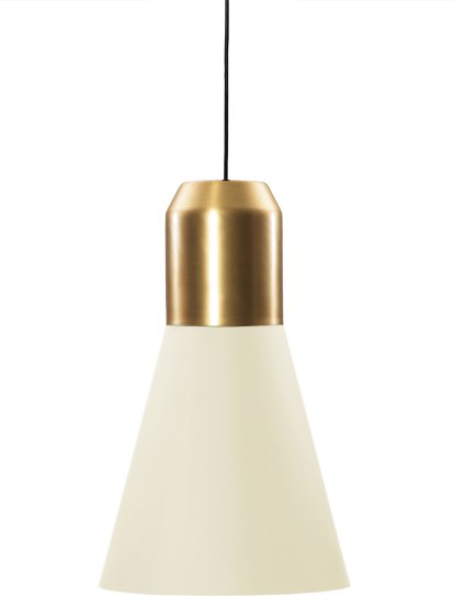 Bell Light, Brass, White fabric, H 35 x ø 32 cm