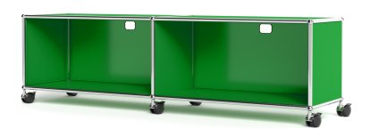 USM Haller TV-/HiFi-Lowboard, Customisable, USM green, Open, With cable entry hole top centre