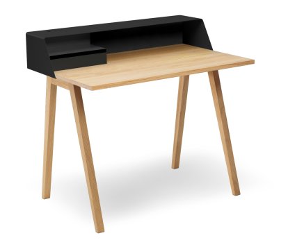 PS04 / PS05 Secretary, W 100 x D 63 cm (PS04), Deep black (RAL 9005), Oiled oak, With power box