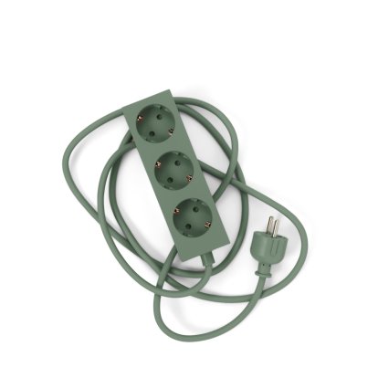 Power Bar / Beam socket strip, 3 sockets, Mossy green, 5 m