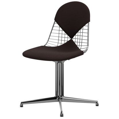 Wire Chair DKL, Aluminium polished, Seat and backrest cushion (Bikini), Marron / moor brown