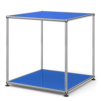 USM Haller Side Table 50 High, Both panels metal, Gentian blue RAL 5010