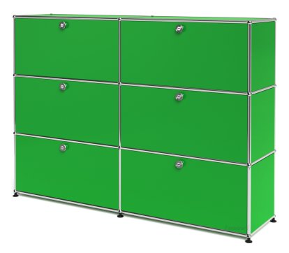 USM Haller Highboard L, Customisable, USM green, With 2 drop-down doors, With 2 drop-down doors, With 2 drop-down doors