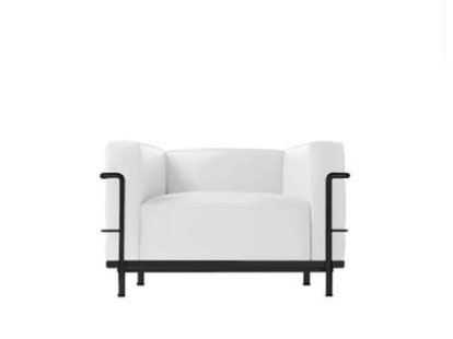 3 Fauteuil Grand Confort, grand modèle, Matt black lacqured, Leather Scozia, White