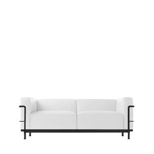 3 Fauteuil Grand Confort, grand modèle, deux places, Matt black lacqured, Leather Scozia, White