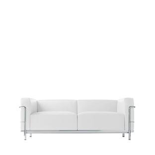 3 Fauteuil Grand Confort, grand modèle, deux places, Chrome-plated, Leather Scozia, White