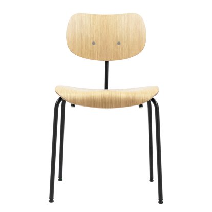 SE 68, Stackable, Without upholstery, Matt black powder-coated, Without armrests, Oak, natural