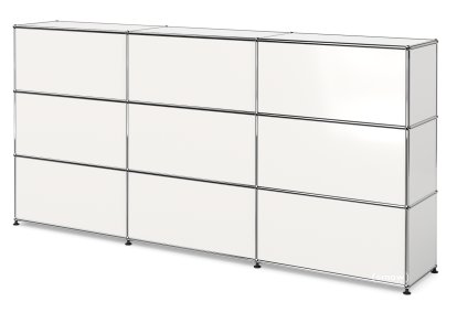 USM Haller Counter Type 1, Pure white RAL 9010, 225 cm (3 elements), 35 cm