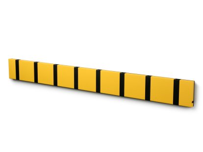 Knax, 8 hooks, Black, MDF yellow lacquered