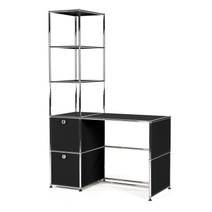 USM Haller desk with mit shelf unit, Graphite black RAL 9011