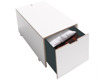 Bett drawer 16, L 103,1 x W 46,8, Melamine white with birch edge, Comfort (with castors)