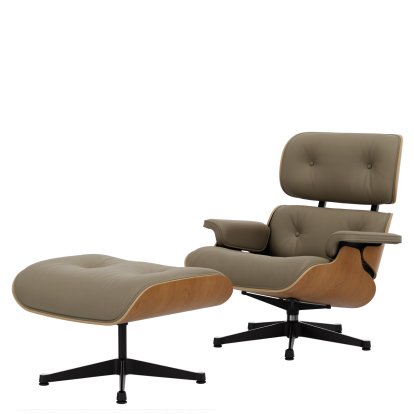 Lounge Chair & Ottoman - Natural Edition, Cherry, natural, Natural F leather, dark sand, Polished, sides black