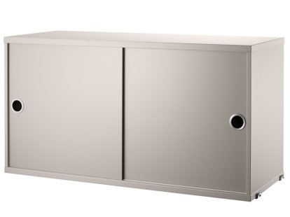 String System Cabinet With Sliding Doors, Beige lacquered, 30 cm