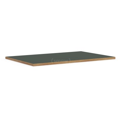 Table Top for Eiermann Table Frames, Linoleum conifer green (Forbo 4174) with oak edge, 140 x 80 cm