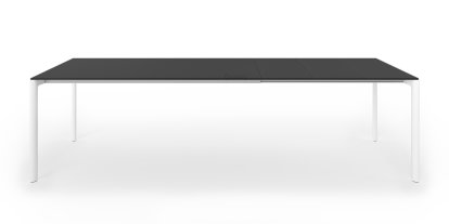 Maki Dining Table, L 166-278 x W 90 cm, Fenix black with black edge, Aluminium with white lacquer
