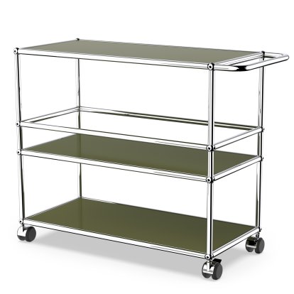 USM Haller Bar Trolley Type III, Olive green RAL 6003, Hard castors for carpets
