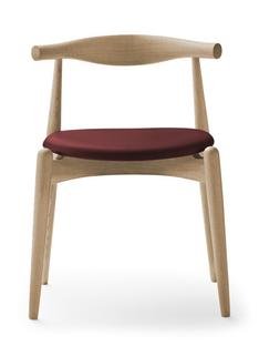 CH20 Elbow Chair, White oiled oak, Leather burgundy