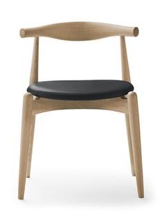 CH20 Elbow Chair, White oiled oak, Leather anthracite