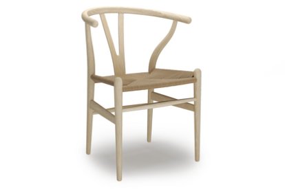 CH24 Wishbone Chair, White oiled ash, Nature mesh