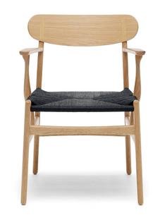 CH26 Dining Chair, White oiled oak, Black