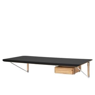 AB019 Wall Desk, Laminate black , With lacquered oak drawer, right