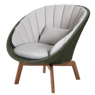 Peacock Lounge Chair, Medium flat soft Rope - Dark green, Focus - Light grey