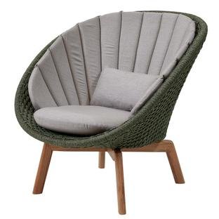 Peacock Lounge Chair, Medium flat soft Rope - Dark green, Natté - Taupe
