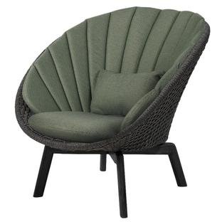 Peacock Lounge Chair, Medium flat soft Rope - Dark grey / Aluminium black, Link - Dark green