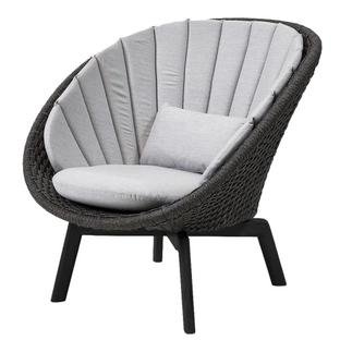 Peacock Lounge Chair, Medium flat soft Rope - Dark grey / Aluminium black, Natté - Light grey