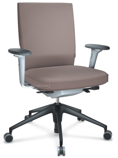 ID Soft, FlowMotion-with tilt mechanism, with seat depth adjustment, With 3D-armrests, 5 star foot , basic dark plastic, Soft grey, Silk mesh seat and back, Mauve grey, Hard castors for carpets