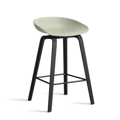 About A Stool AAS 32, Kitchen version: seat height 64 cm, Black lacquered oak, Pastel green 2.0