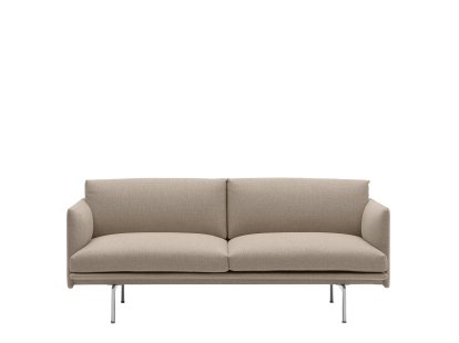 Outline Sofa, 2 Seater, Ecriture 240 - beige, Aluminium, polished