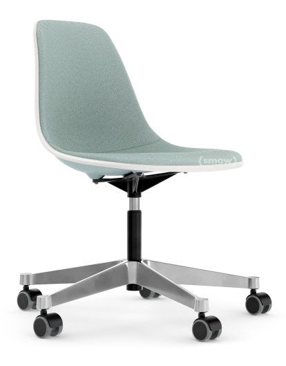 Eames Plastic Side Chair RE PSCC, Ice grey, With full upholstery, Ice blue / ivory