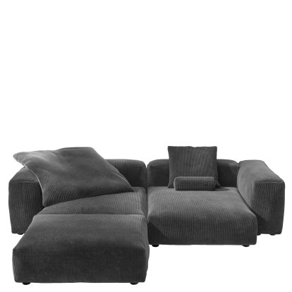 Vetsak Sofa Set 3, Cord velours - Dark grey, With cushions