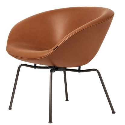 Pot Lounge Chair, Dark brown powdercoated, Leather Grace, Walnut