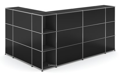USM Haller Counter Type 4, Graphite black RAL 9011, Corner open