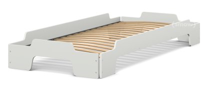 Rolf Heide Stacking Bed Comfort, 90 x 200, Light grey lacquered, Rollable