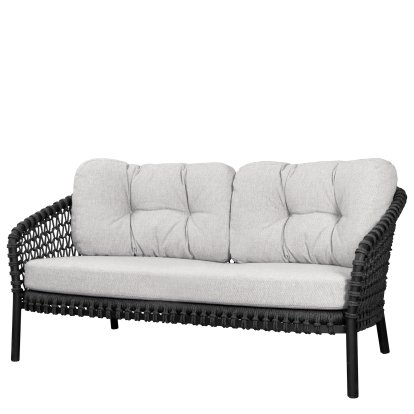 Ocean Lounge large 2-seater sofa, Open soft Rope – Dark grey, Wove - Light brown