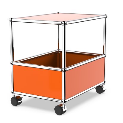 USM Haller bar table, Without bar, Pure orange RAL 2004, Soft castors for hard floor surfaces