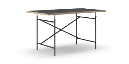 Eiermann Table, Linoleum black (Forbo 4023) with oak edge, 140 x 80 cm, Black, Vertical,  offset (Eiermann 2), 100 x 66 cm