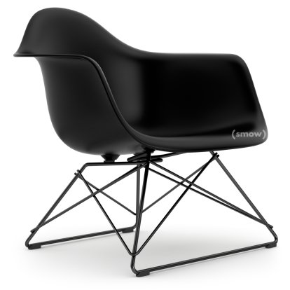 Eames Plastic Armchair RE LAR, Deep black, Without upholstery, Coated basic dark